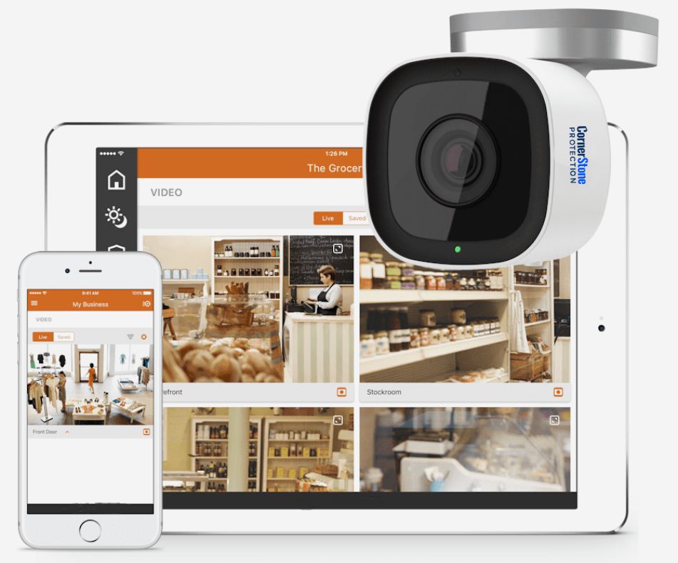 Security camera deterring a potential intruder